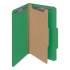 Smead Four-Section Pressboard Top Tab Classification Folders with SafeSHIELD Fasteners, 1 Divider, Legal Size, Green, 10/Box (18733)
