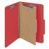 Smead Four-Section Pressboard Top Tab Classification Folders with SafeSHIELD Fasteners, 1 Divider, Legal Size, Bright Red, 10/Box (18731)