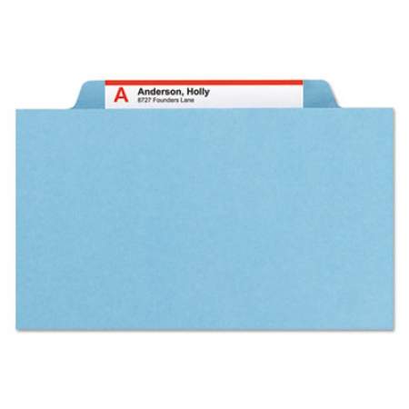 Smead Eight-Section Pressboard Top Tab Classification Folders with SafeSHIELD Fasteners, 3 Dividers, Legal Size, Blue, 10/Box (19094)