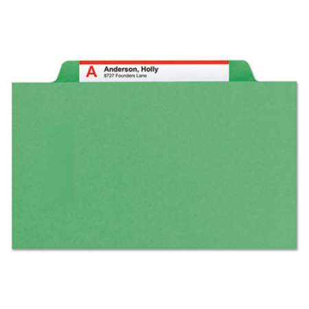 Smead Colored Top Tab Classification Folders, 2 Dividers, Letter Size, Green, 10/Box (14002)