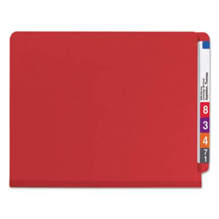 Smead End Tab Pressboard Classification Folders with SafeSHIELD Fasteners, 2 Dividers, Letter Size, Bright Red, 10/Box (26783)