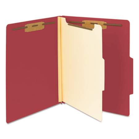 Smead Colored Top Tab Classification Folders, 1 Divider, Letter Size, Red, 10/Box (13703)