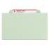 Smead Pressboard Classification Folders with SafeSHIELD Coated Fasteners, 2/5 Cut, 2 Dividers, Letter Size, Gray-Green, 10/Box (14076)