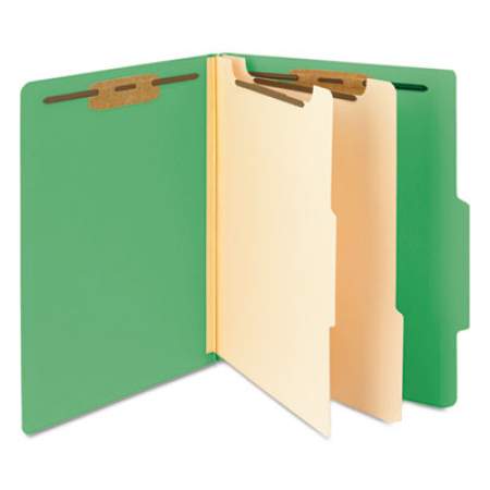 Smead Colored Top Tab Classification Folders, 2 Dividers, Letter Size, Green, 10/Box (14002)