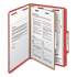Smead Four-Section Pressboard Top Tab Classification Folders with SafeSHIELD Fasteners, 1 Divider, Legal Size, Bright Red, 10/Box (18731)