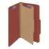 Smead Pressboard Classification Folders with SafeSHIELD Coated Fasteners, 2/5 Cut, 1 Divider, Legal Size, Red, 10/Box (18775)