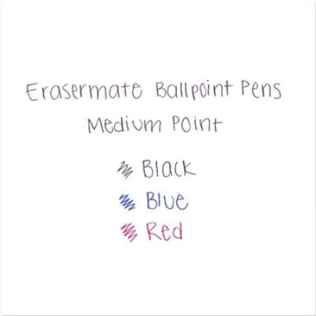 Paper Mate Eraser Mate Ballpoint Pen, Stick, Medium 1 mm, Black Ink, Black Barrel, Dozen (3930158)