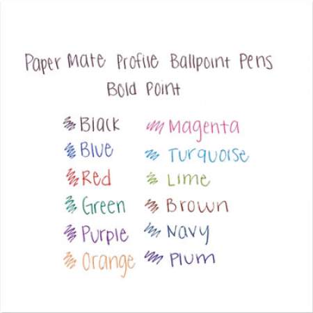 Paper Mate Profile Ballpoint Pen, Retractable, Bold 1.4 mm, Purple Ink, Purple Barrel, Dozen (35830)