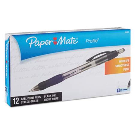 Paper Mate Profile Ballpoint Pen, Retractable, Bold 1.4 mm, Black Ink, Black Barrel, Dozen (89465)