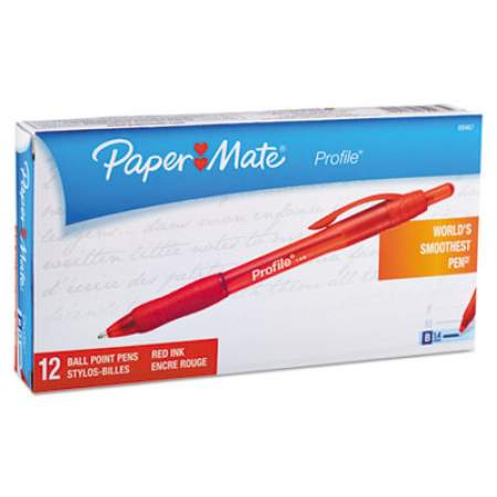 Paper Mate Profile Ballpoint Pen, Retractable, Bold 1.4 mm, Red Ink, Red Barrel, Dozen (89467)