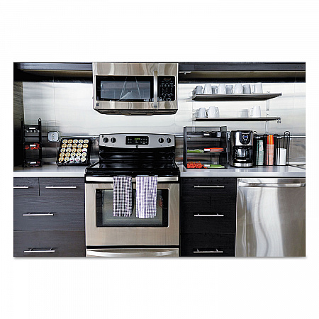 Onyx Breakroom Organizers, 3 Compartments,14.63 x 11.75 x 15, Steel Mesh, Black (3293BL)