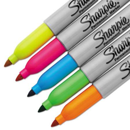 Sharpie Neon Permanent Markers, Fine Bullet Tip, Assorted Colors, 5/Pack (1860443)