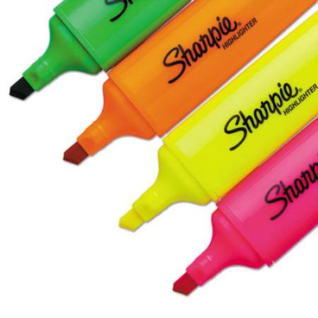 Sharpie Blade Tip Highlighter, Assorted Ink Colors, Blade-Chisel Tip, Assorted Barrel Colors, 4/Pack (1825633)