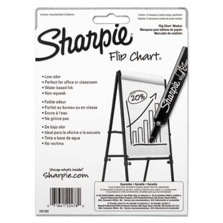Sharpie Flip Chart Marker, Broad Bullet Tip, Assorted Colors, 8/Set (22478)