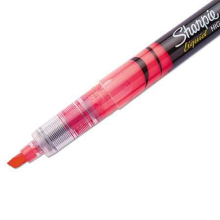 Sharpie Liquid Pen Style Highlighters, Fluorescent Pink Ink, Chisel Tip, Pink/Black/Clear Barrel, Dozen (1754464)