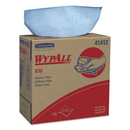 WypAll X70 Cloths, POP-UP Box, 9 1/10 x 16 4/5, Blue, 100/Box, 10 Boxes/Carton (41412)