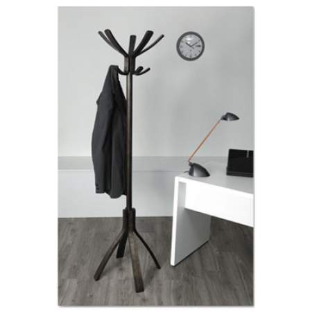 Alba Caf Wood Coat Stand, Ten Peg/Five Hook, 21.67w x 21.67d x 69.33h, Espresso Brown (PMCAFE)