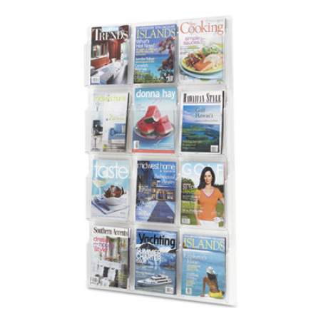 Safco Reveal Clear Literature Displays, 12 Compartments, 30w x 2d x 49h, Clear (5602CL)