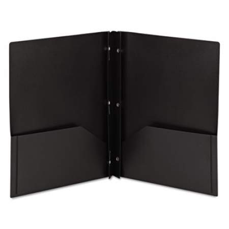 Smead Poly Two-Pocket Folder with Fasteners, 180-Sheet Capacity, 11 x 8.5, Black, 25/Box (87725)