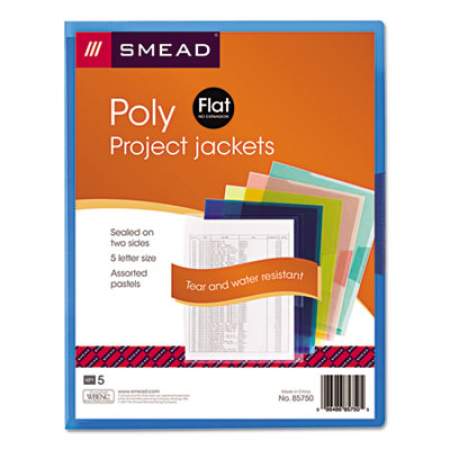 Smead Organized Up Translucent Poly Project Jacket, Letter Size, Assorted Colors, 5/Pack (85750)