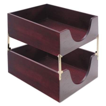 Carver Double-Deep Hardwood Stackable Desk Trays, 1 Section, Letter Size Files, 10.13" x 12.63" x 5", Mahogany (08213)