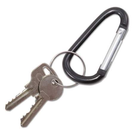 Advantus Carabiner Key Chains, Split Key Rings, Aluminum, Black, 10/Pack (75555)