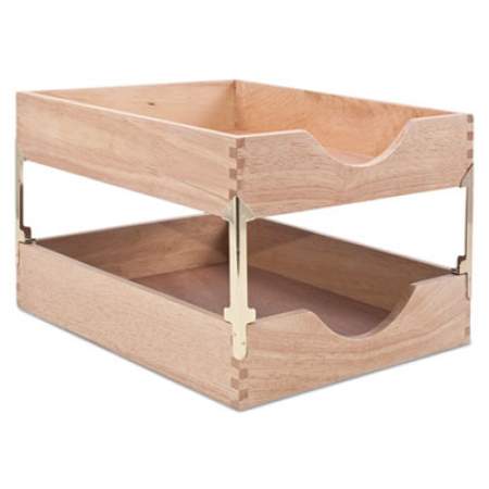 Carver Hardwood Stackable Desk Trays, 1 Section, Letter Size Files, 10.25" x 12.5" x 2.5", Oak (07211)