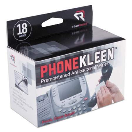 Read Right PhoneKleen Wet Wipes, Cloth, 5 x 5, 18/Box (RR1203)