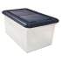 Innovative Storage Designs Extra-Capacity 28" File Tote, Letter Files, 23.25" x 14.25" x 10.63", Clear/Navy (55797)