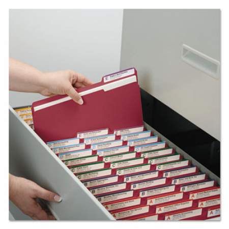 Smead Reinforced Top Tab Colored File Folders, 1/3-Cut Tabs, Letter Size, Maroon, 100/Box (13084)
