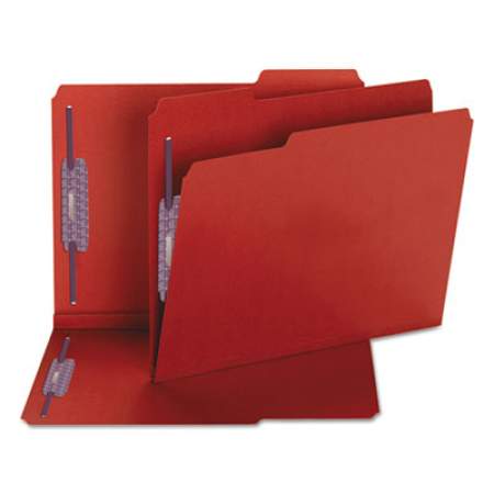 Smead Colored Pressboard Folders with Two SafeSHIELD Coated Fasteners, 1/3-Cut Tabs, Letter Size, Bright Red, 25/Box (14936)
