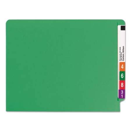 Smead WaterShed/CutLess End Tab 2-Fastener Folders, Straight Tab, Letter Size, Green, 50/Box (25150)