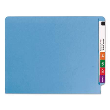 Smead WaterShed/CutLess End Tab 2-Fastener Folders, Straight Tab, Letter Size, Blue, 50/Box (25050)