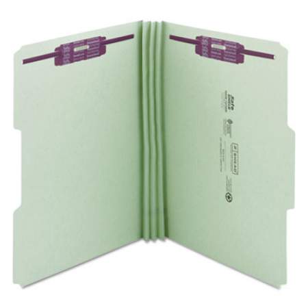 Smead Recycled Pressboard Folders with Two SafeSHIELD Coated Fasteners, 1/3-Cut Tabs, 3" Expansion, Legal Size, Gray-Green, 25/Box (19944)