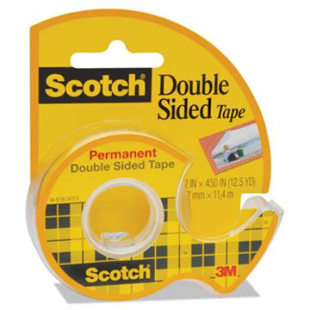 Scotch Double-Sided Permanent Tape in Handheld Dispenser, 1" Core, 0.5" x 37.5 ft, Clear (137)