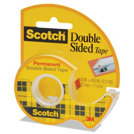 Scotch Double-Sided Permanent Tape in Handheld Dispenser, 1" Core, 0.5" x 37.5 ft, Clear (137)