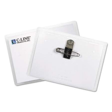 C-Line Name Badge Kits, Top Load, 3 1/2 x 2 1/4, Clear, Combo Clip/Pin, 50/Box (95723)