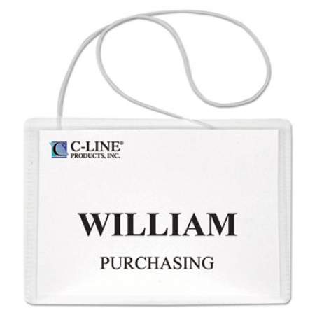 C-Line Name Badge Kits, Top Load, 4 x 3, Clear, Elastic Cord, 50/Box (96043)