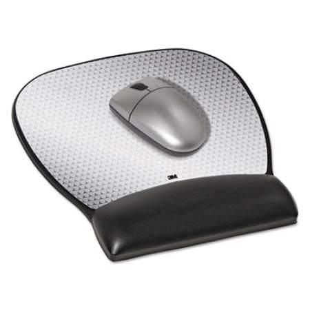 3M Precise Leatherette Mouse Pad w/Wrist Rest, Nonskid Base, 8-3/4 x 9-1/4, Black (MW310LE)