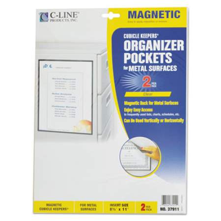C-Line Magnetic Cubicle Keepers Display Holders, 9 13/64 x 11 11/16, Clear, 2/Pack (37911)