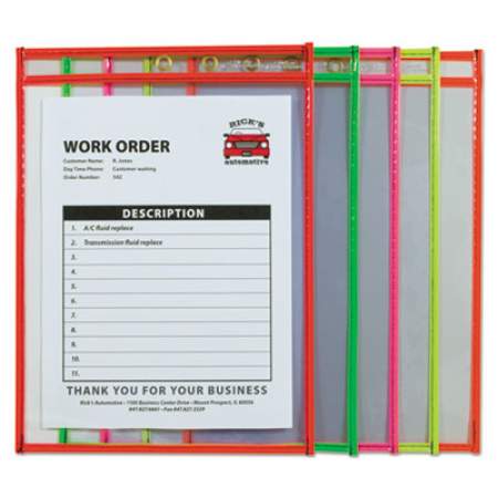 C-Line Stitched Shop Ticket Holders, Neon, Assorted 5 Colors, 75", 9 x 12, 25/BX (43910)