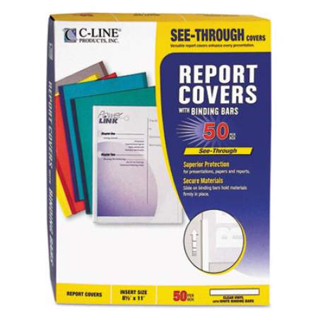 C-Line Report Covers with Binding Bars Vinyl Clear 1/8" Capacity 50/Box 32557 
