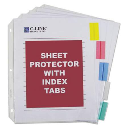 C-Line Sheet Protectors with Index Tabs, Assorted Color Tabs, 2", 11 x 8 1/2, 5/ST (05550)