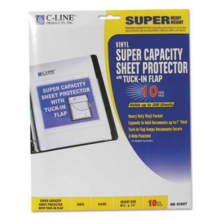 C-Line Super Capacity Sheet Protectors with Tuck-In Flap, 200", Letter Size, 10/Pack (61027)