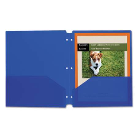 C-Line Two-Pocket Heavyweight Poly Portfolio Folder, 3-Hole Punch, 11 x 8.5, Blue, 25/Box (32935)