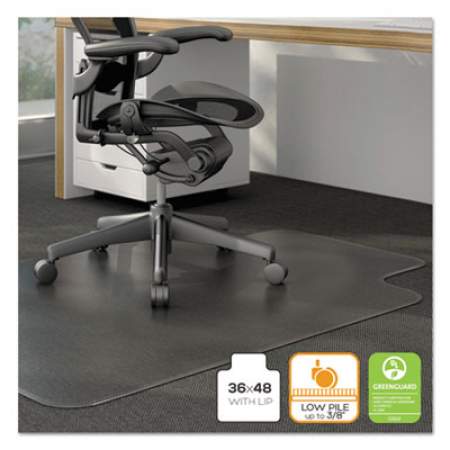 Alera Moderate Use Studded Chair Mat for Low Pile Carpet, 36 x 48, Lipped, Clear (MAT3648CLPL)