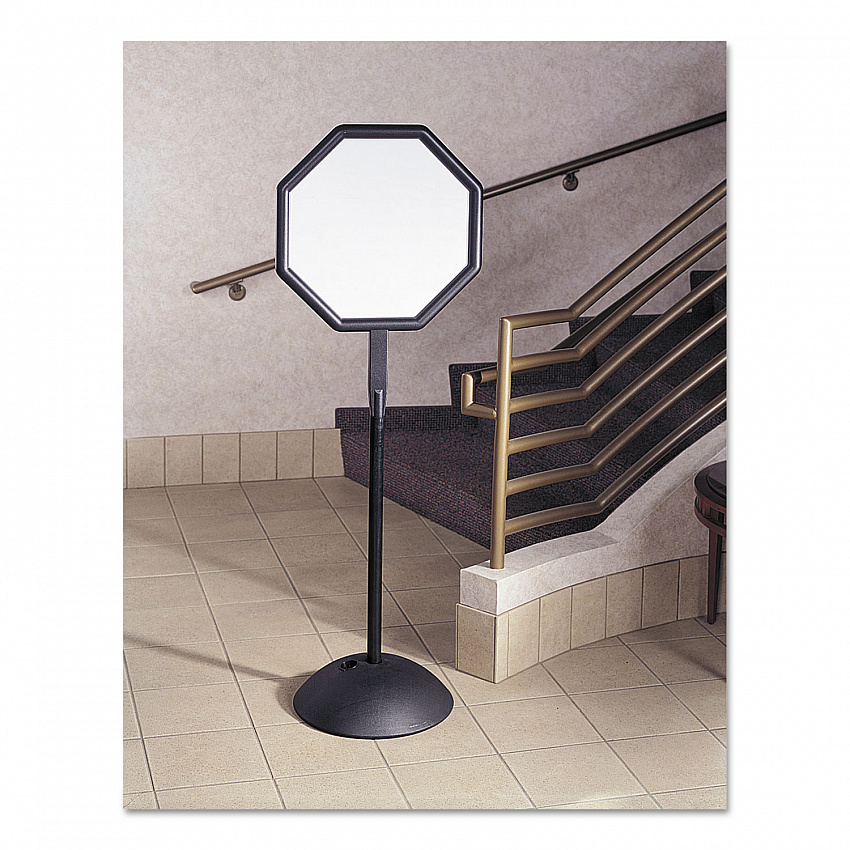 WriteWay Two-Sided Dry Erase Standing Message Sign, White 18" x 18" Octagon Surface, Black Frame, 18" x 18" x 65" (4118BL)