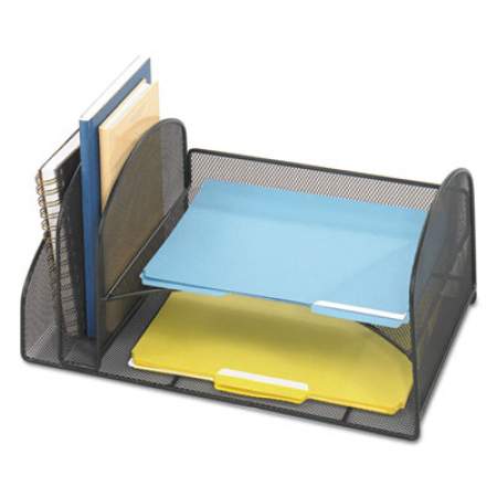 Safco Desk Organizer, Two Vertical/Two Horizontal Sections, 17 x 10 3/4 x 7 3/4, Black (3264BL)