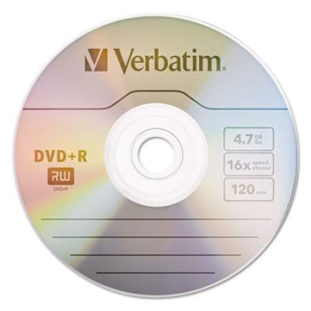 Verbatim DVD+R Recordable Disc, 4.7 GB, 16x, Spindle, Silver, 100/Pack (95098)