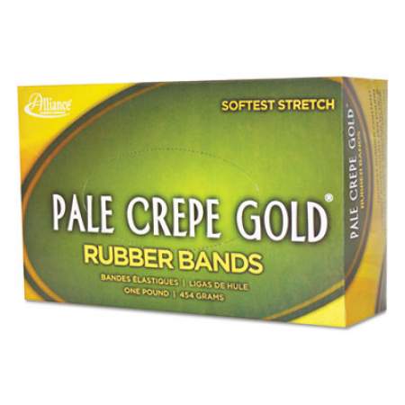 Alliance Pale Crepe Gold Rubber Bands, Size 64, 0.04" Gauge, Crepe, 1 lb Box, 490/Box (20645)